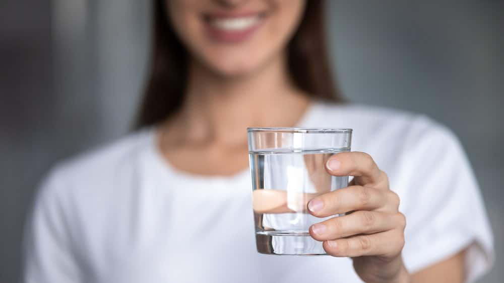 woman drinking water